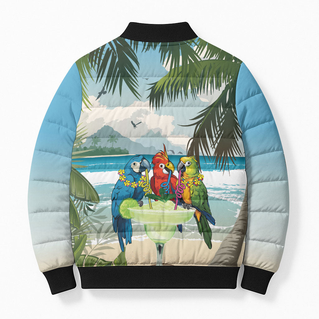 Wish You A Merry Martini Christmas Bomber Puffer Jacket Cocktail Parrot-dise