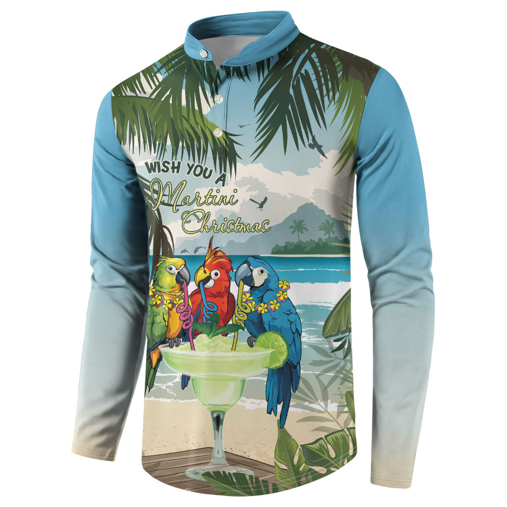 Wish You A Merry Martini Christmas Button Sweatshirt Cocktail Parrot-dise