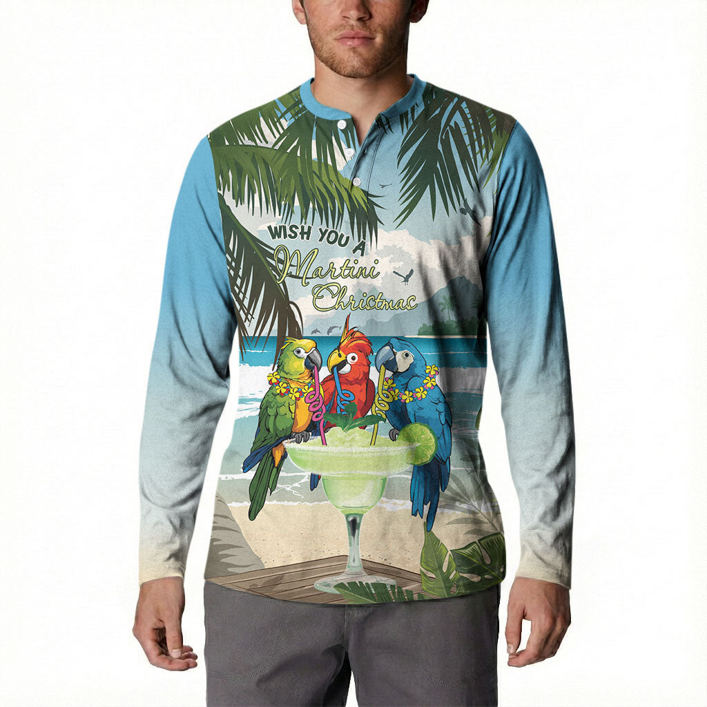 Wish You A Merry Martini Christmas Button Sweatshirt Cocktail Parrot-dise