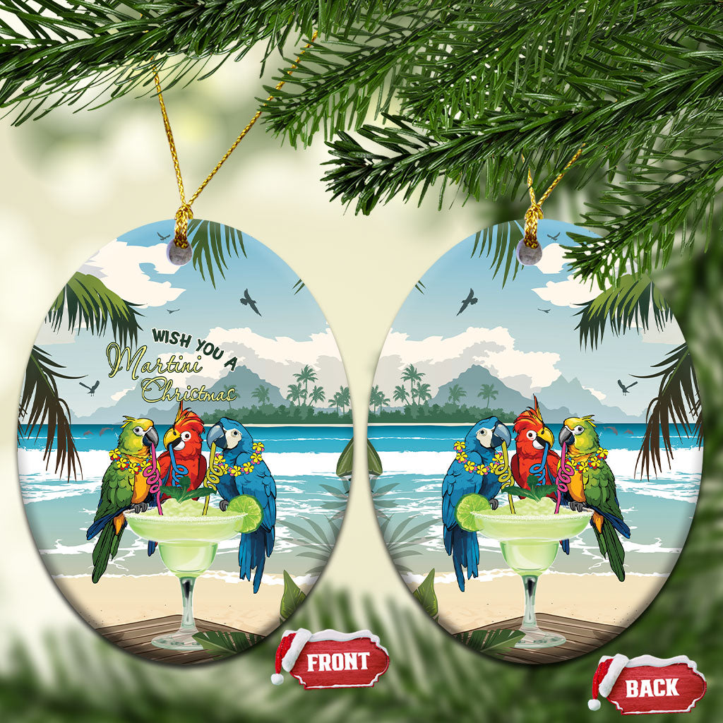 Wish You A Merry Martini Christmas Ceramic Ornament Cocktail Parrot-dise