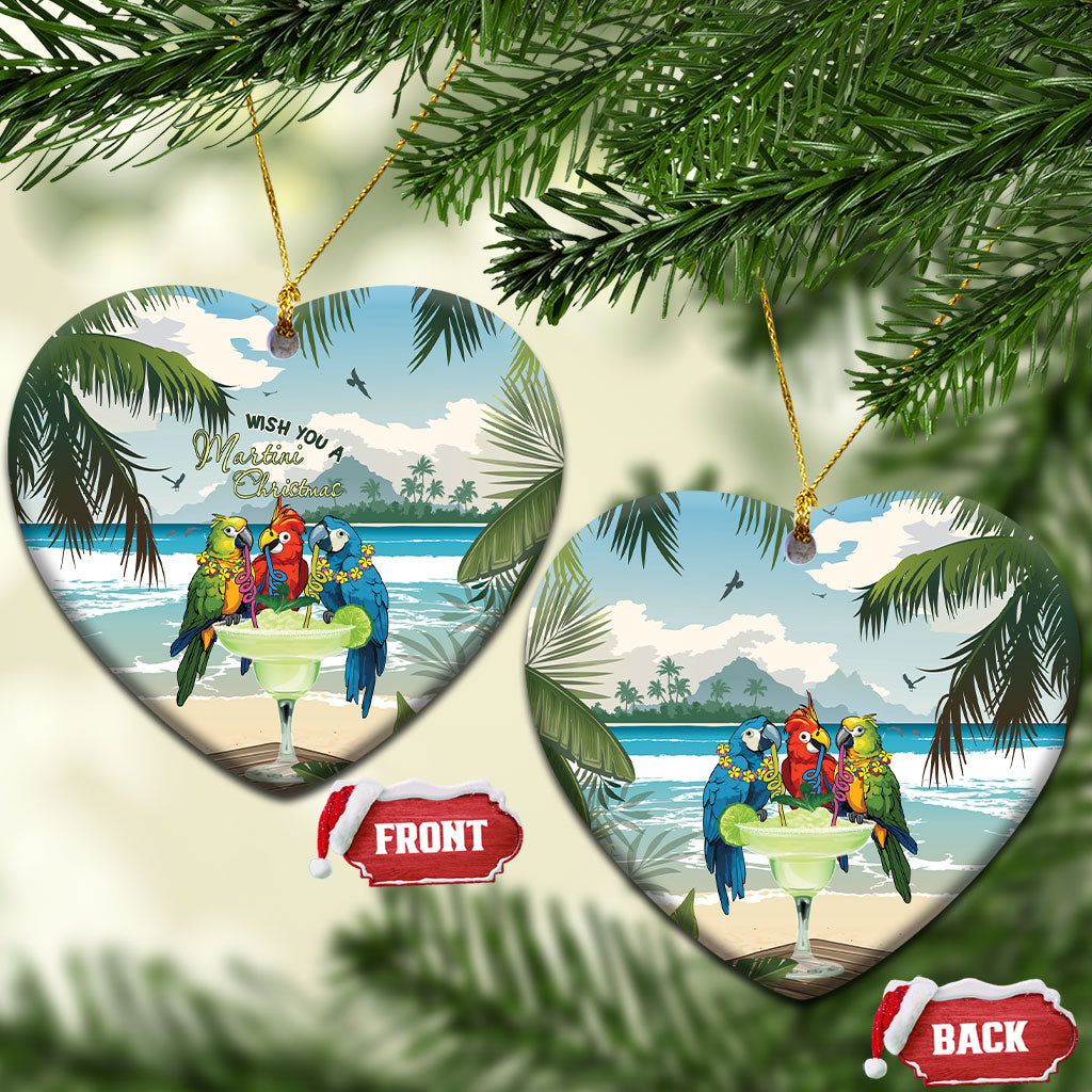 Wish You A Merry Martini Christmas Ceramic Ornament Cocktail Parrot-dise