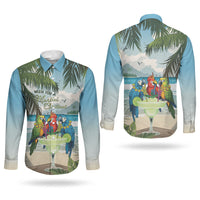 Wish You A Merry Martini Christmas Couples Matching Off Shoulder Maxi Dress and Long Sleeve Button Shirt Cocktail Parrot-dise LT7 - Polynesian Pride