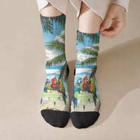 Wish You A Merry Martini Christmas Crew Socks Cocktail Parrot-dise LT7 Crew Socks Multicolor - Polynesian Pride