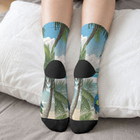 Wish You A Merry Martini Christmas Crew Socks Cocktail Parrot-dise LT7 - Polynesian Pride