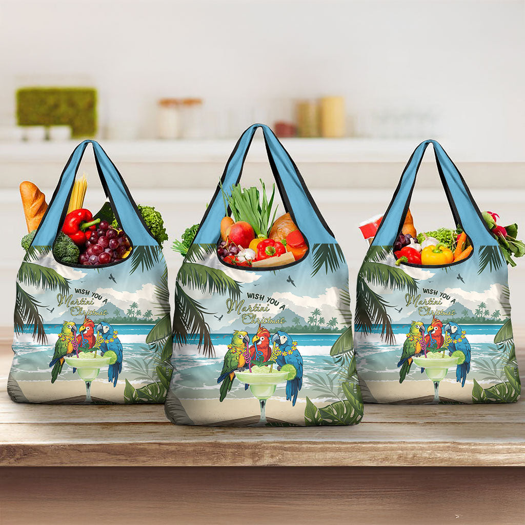 Wish You A Merry Martini Christmas Grocery Bag Cocktail Parrot-dise LT7 3-pack One Size Multicolor - Polynesian Pride