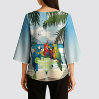 Wish You A Merry Martini Christmas Kimono Sleeve Blouse Cocktail Parrot-dise LT7 - Polynesian Pride