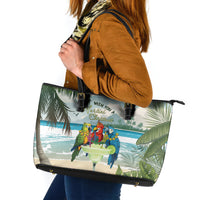 Wish You A Merry Martini Christmas Leather Tote Bag Cocktail Parrot-dise LT7 Multicolor - Polynesian Pride