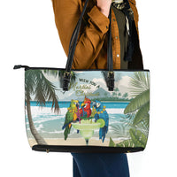 Wish You A Merry Martini Christmas Leather Tote Bag Cocktail Parrot-dise LT7 - Polynesian Pride