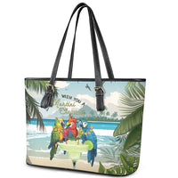 Wish You A Merry Martini Christmas Leather Tote Bag Cocktail Parrot-dise LT7 - Polynesian Pride