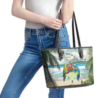 Wish You A Merry Martini Christmas Leather Tote Bag Cocktail Parrot-dise LT7 - Polynesian Pride
