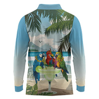 Wish You A Merry Martini Christmas Long Sleeve Polo Shirt Cocktail Parrot-dise LT7 - Polynesian Pride