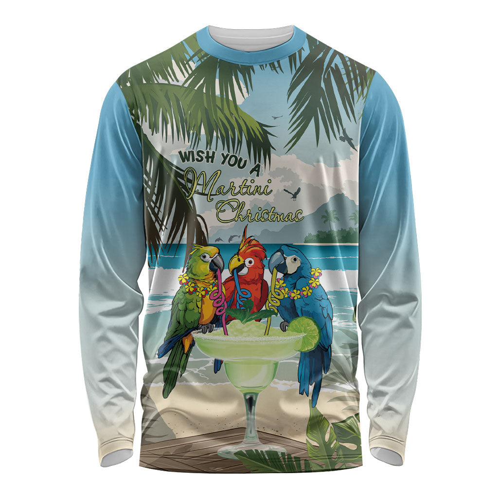 Wish You A Merry Martini Christmas Long Sleeve Shirt Cocktail Parrot-dise LT7 Unisex Multicolor - Polynesian Pride
