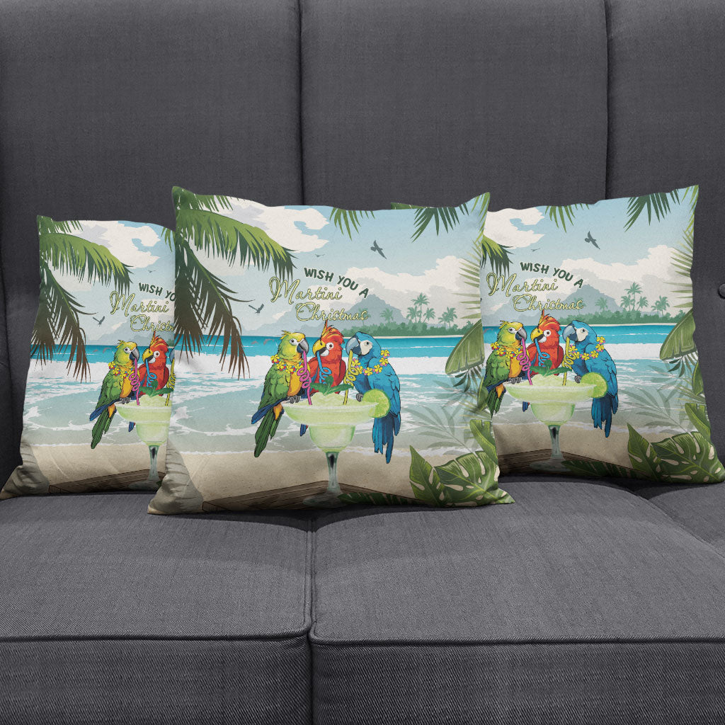 Wish You A Merry Martini Christmas Pillow Cover Cocktail Parrot-dise LT7 - Polynesian Pride