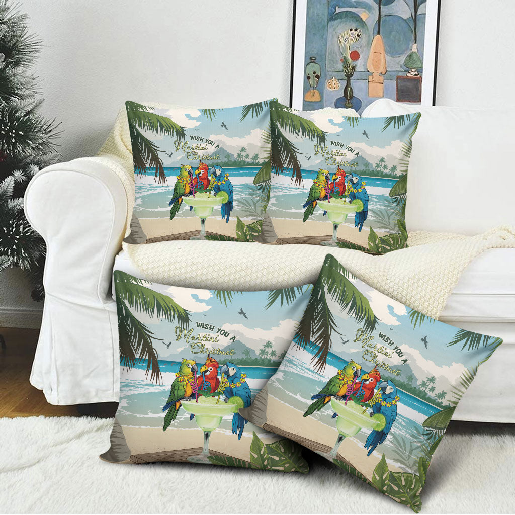 Wish You A Merry Martini Christmas Pillow Cover Cocktail Parrot-dise LT7 - Polynesian Pride
