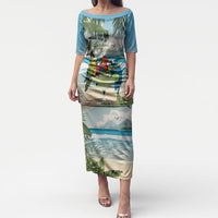 Wish You A Merry Martini Christmas Puletasi Cocktail Parrot-dise LT7 Long Dress Multicolor - Polynesian Pride