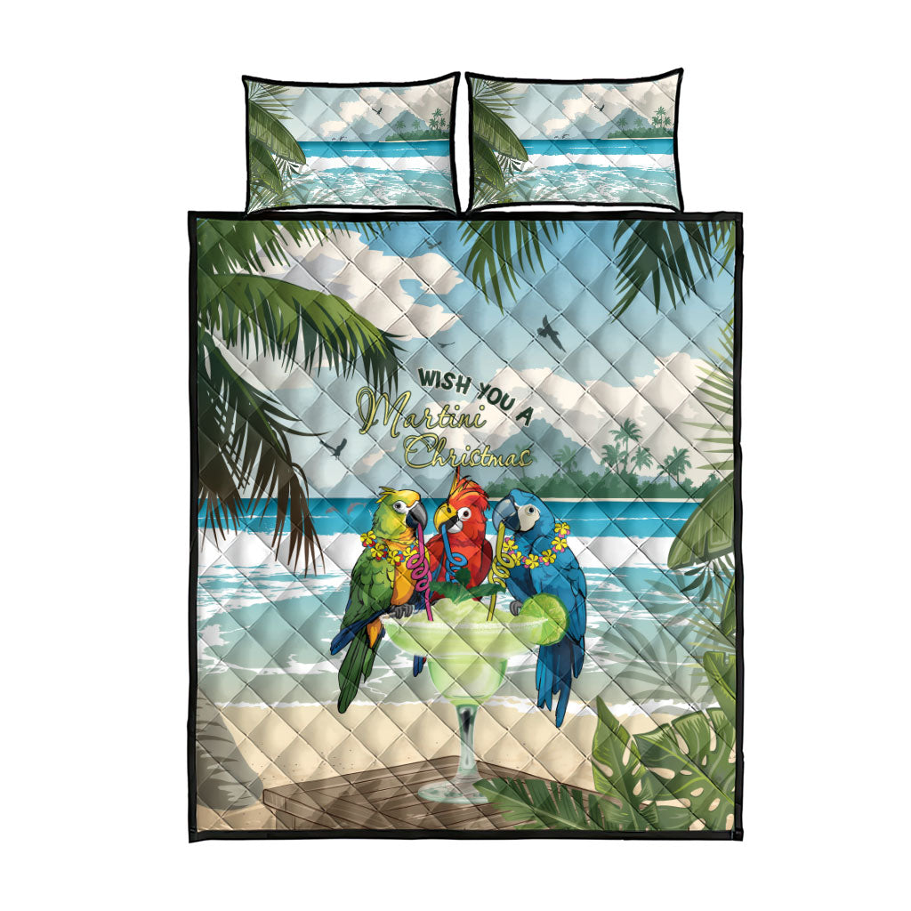 Wish You A Merry Martini Christmas Quilt Bed Set Cocktail Parrot-dise LT7 - Polynesian Pride