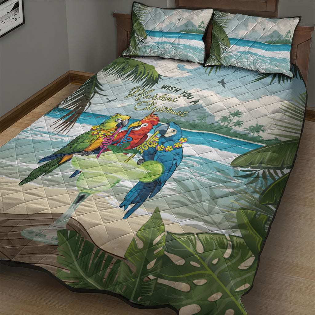 Wish You A Merry Martini Christmas Quilt Bed Set Cocktail Parrot-dise LT7 - Polynesian Pride