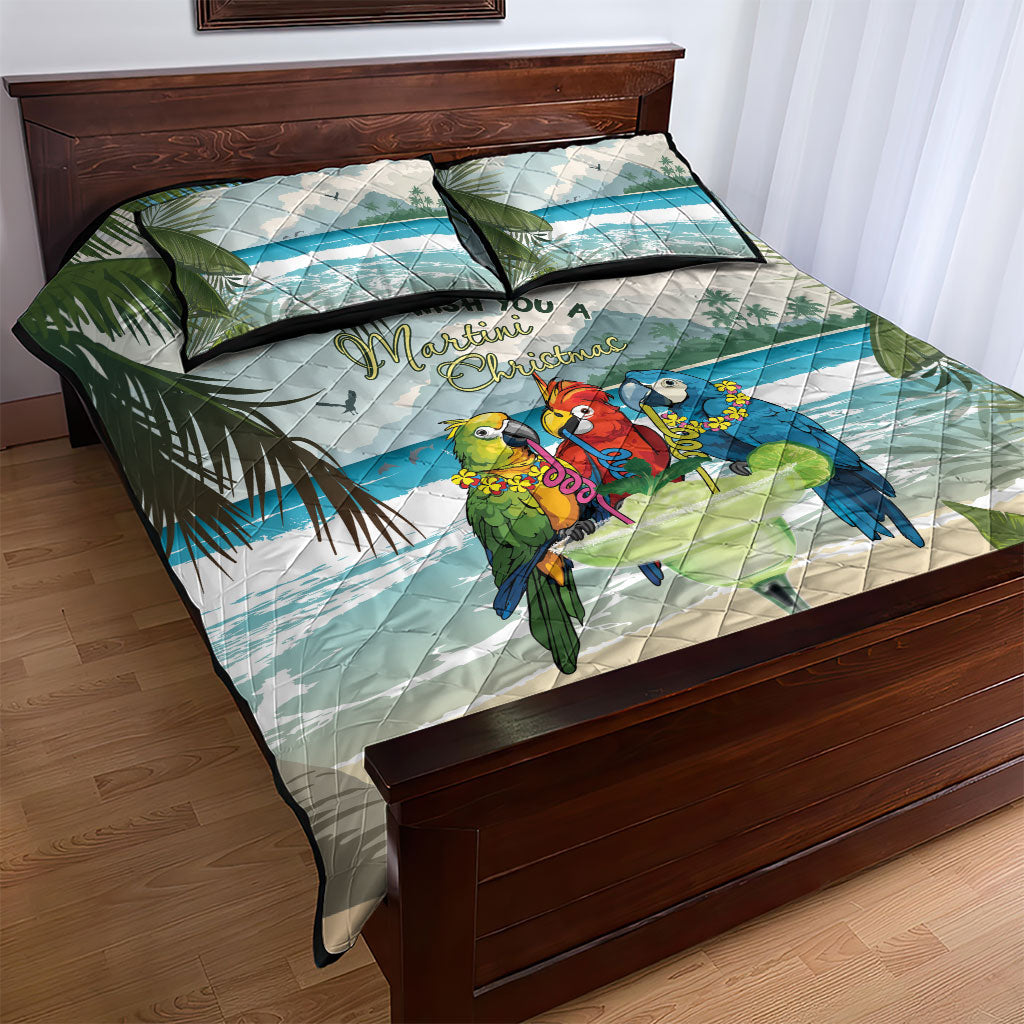 Wish You A Merry Martini Christmas Quilt Bed Set Cocktail Parrot-dise LT7 - Polynesian Pride