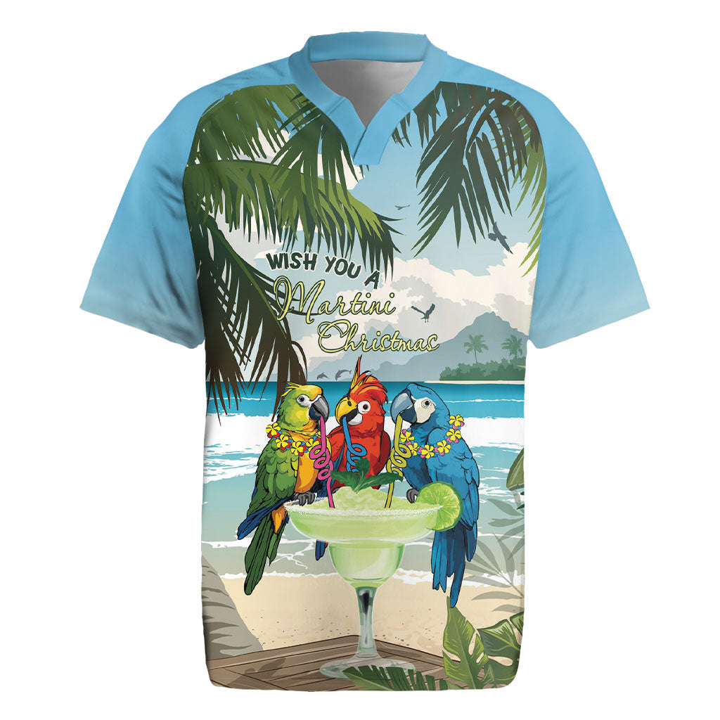 Wish You A Merry Martini Christmas Rugby Jersey Cocktail Parrot-dise