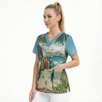 Wish You A Merry Martini Christmas Scrub Top Cocktail Parrot-dise LT7 - Polynesian Pride
