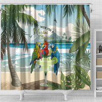 Wish You A Merry Martini Christmas Shower Curtain Cocktail Parrot-dise