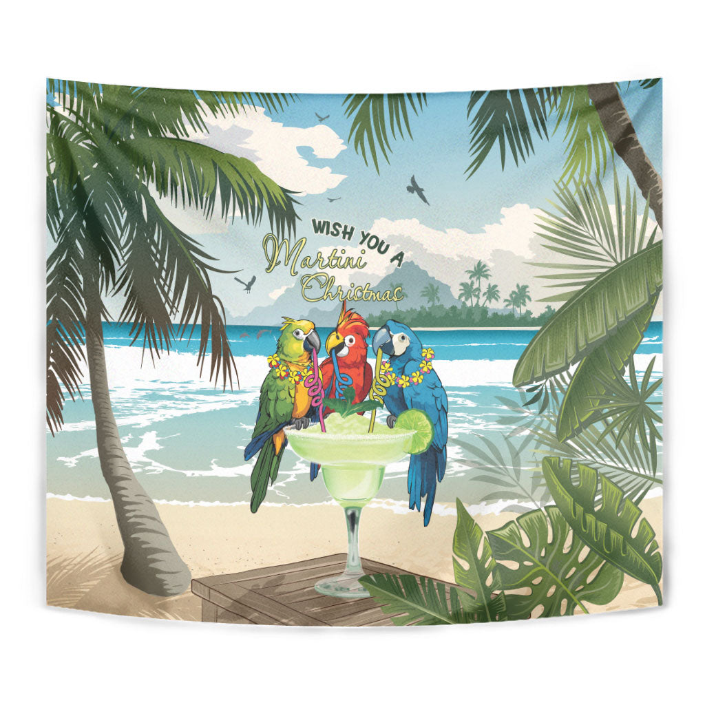 Wish You A Merry Martini Christmas Tapestry Cocktail Parrot-dise