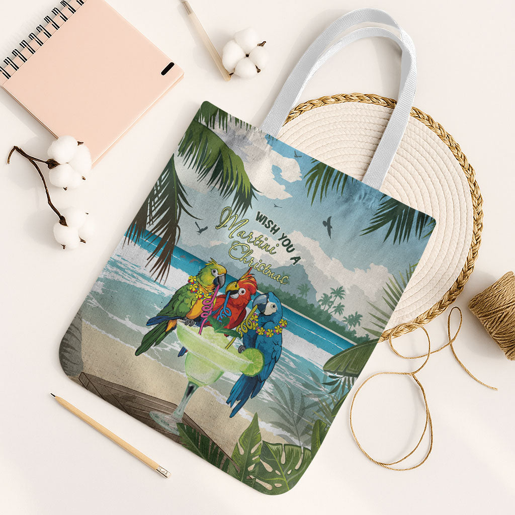 Wish You A Merry Martini Christmas Tote Bag Cocktail Parrot-dise LT7 White Strap One Size Multicolor - Polynesian Pride