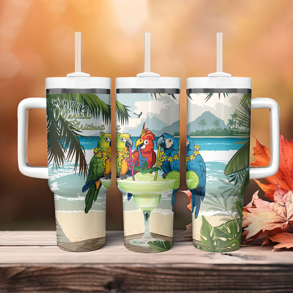 Wish You A Merry Martini Christmas Tumbler With Handle Cocktail Parrot-dise