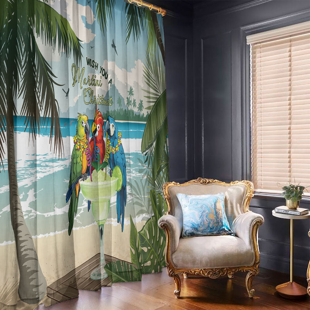 Wish You A Merry Martini Christmas Window Curtain Cocktail Parrot-dise LT7 - Polynesian Pride