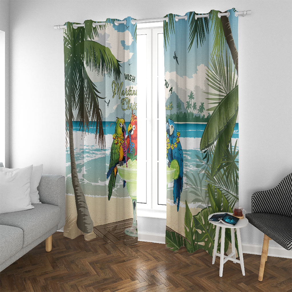 Wish You A Merry Martini Christmas Window Curtain Cocktail Parrot-dise LT7 With Grommets Multicolor - Polynesian Pride