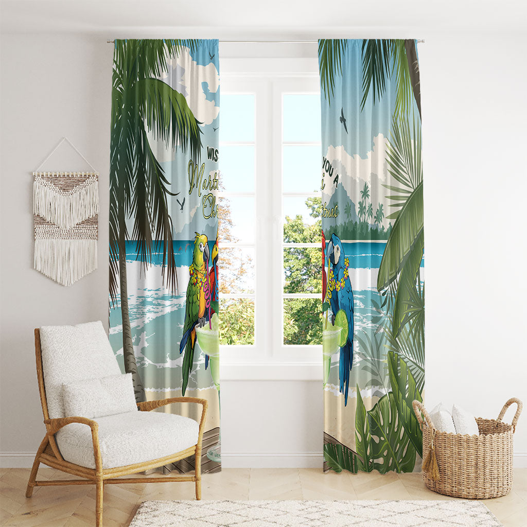 Wish You A Merry Martini Christmas Window Curtain Cocktail Parrot-dise LT7 - Polynesian Pride