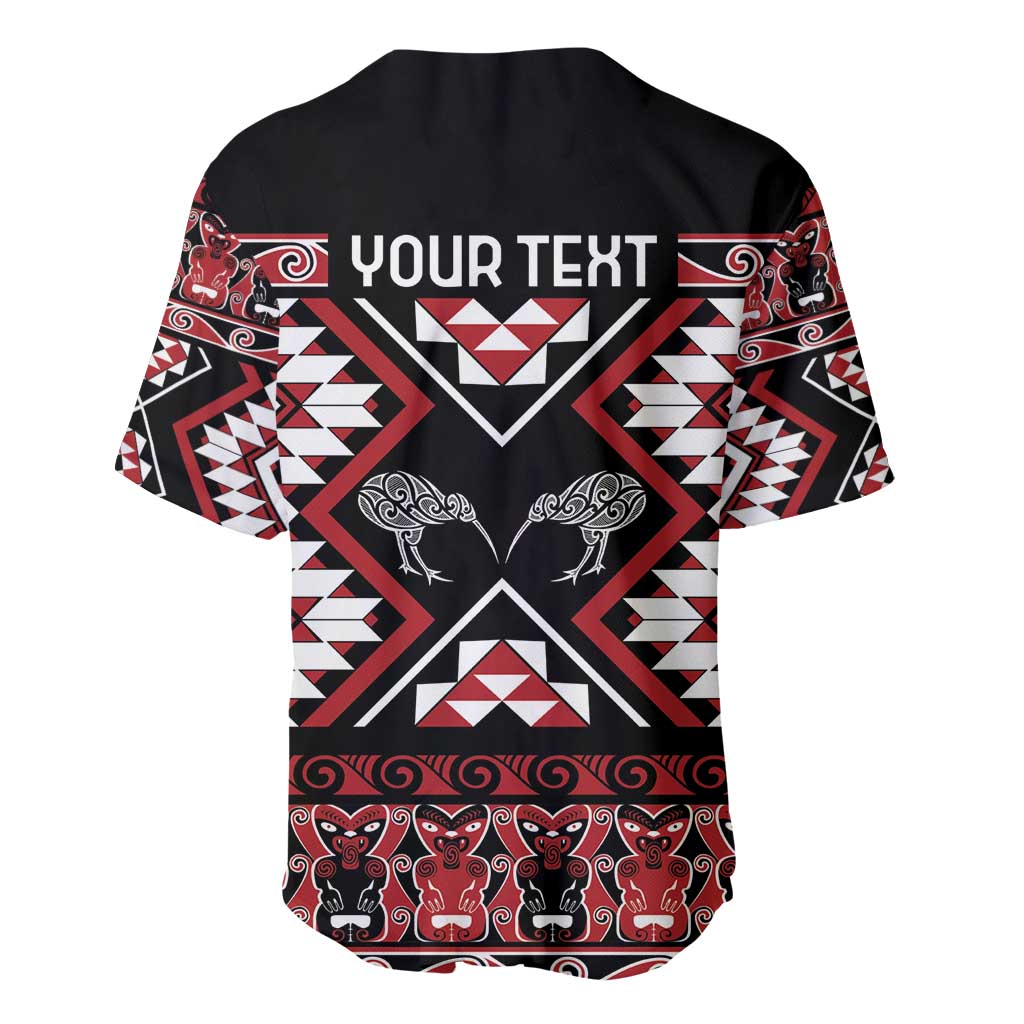 Personalised Taniko Motifs Aotearoa Baseball Jersey Waitangi Kowhaiwhai Kiwi LT7 - Polynesian Pride