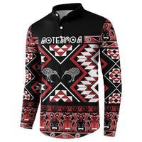 Personalised Taniko Motifs Aotearoa Button Sweatshirt Waitangi Kowhaiwhai Kiwi LT7 - Polynesian Pride