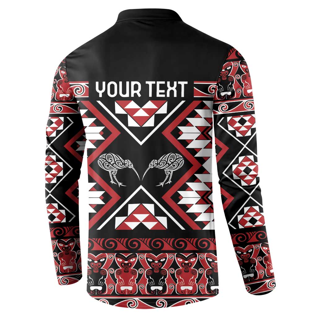 Personalised Taniko Motifs Aotearoa Button Sweatshirt Waitangi Kowhaiwhai Kiwi LT7 - Polynesian Pride
