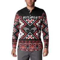 Personalised Taniko Motifs Aotearoa Button Sweatshirt Waitangi Kowhaiwhai Kiwi LT7 - Polynesian Pride