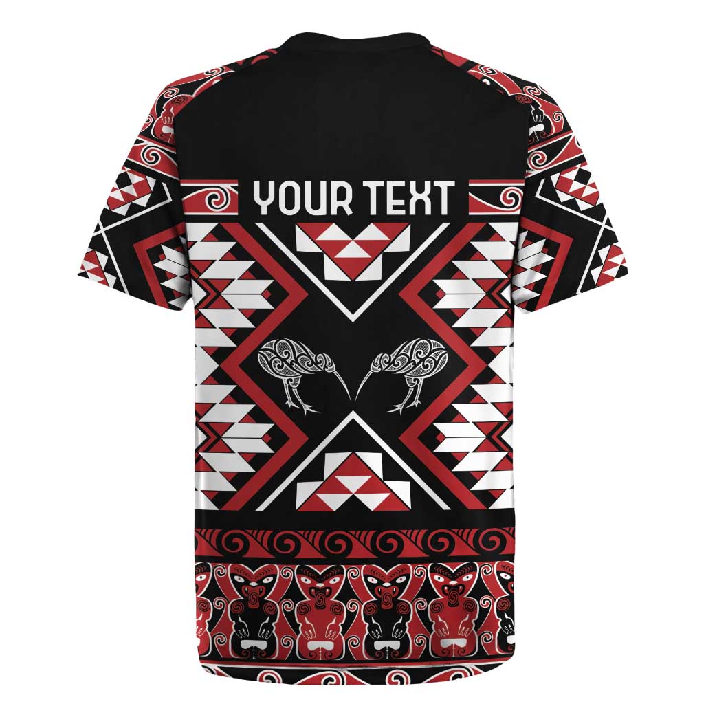 Personalised Taniko Motifs Aotearoa Rugby Jersey Waitangi Kowhaiwhai Kiwi LT7 - Polynesian Pride