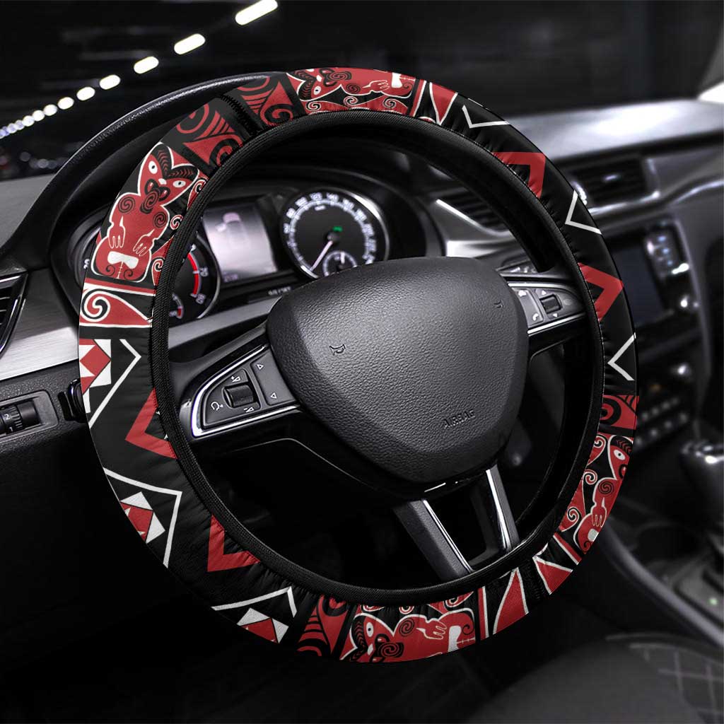 Taniko Motifs Aotearoa Steering Wheel Cover Waitangi Kowhaiwhai Kiwi