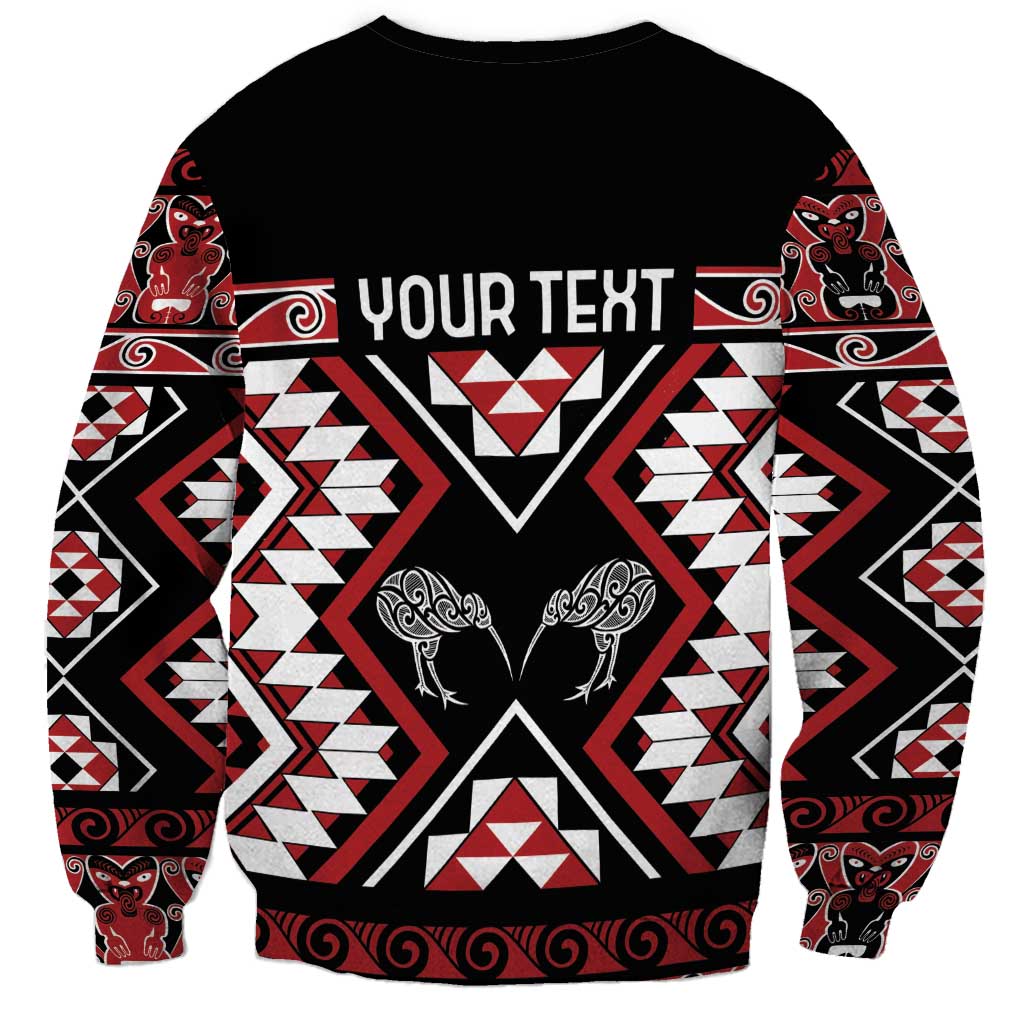 Personalised Taniko Motifs Aotearoa Sweatshirt Waitangi Kowhaiwhai Kiwi LT7 - Polynesian Pride