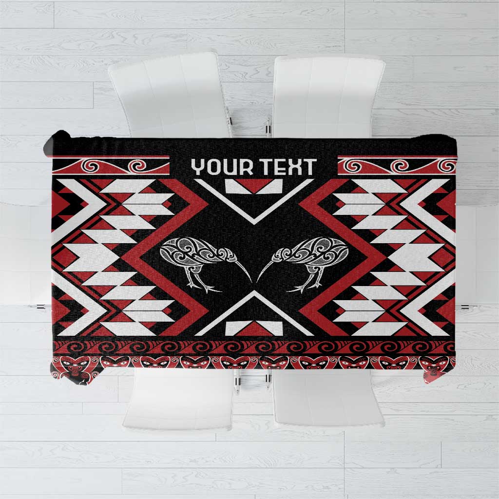 Personalised Taniko Motifs Aotearoa Tablecloth Waitangi Kowhaiwhai Kiwi LT7 Red - Polynesian Pride