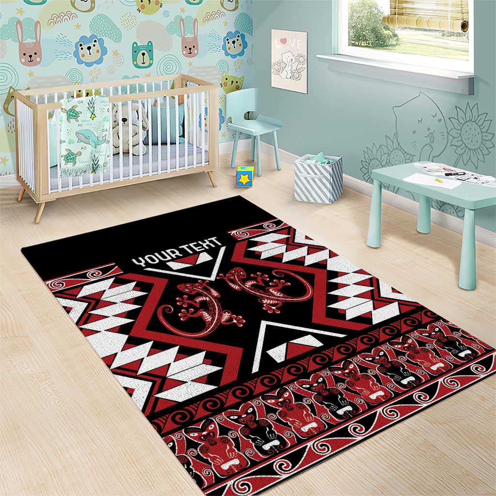 Personalised Aotearoa Waitangi Area Rug Taniko Motifs - Mania Gecko LT7 - Polynesian Pride