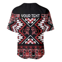 Personalised Aotearoa Waitangi Baseball Jersey Taniko Motifs - Mania Gecko LT7 - Polynesian Pride