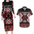 Personalised Aotearoa Waitangi Couples Matching Long Sleeve Bodycon Dress and Hawaiian Shirt Taniko Motifs - Mania Gecko