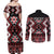 Personalised Aotearoa Waitangi Couples Matching Off Shoulder Maxi Dress and Long Sleeve Button Shirt Taniko Motifs - Mania Gecko