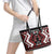 Personalised Aotearoa Waitangi Leather Tote Bag Taniko Motifs - Mania Gecko