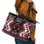 Personalised Aotearoa Waitangi Leather Tote Bag Taniko Motifs - Mania Gecko