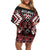 Personalised Aotearoa Waitangi Off Shoulder Short Dress Taniko Motifs - Mania Gecko