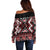 Personalised Aotearoa Waitangi Off Shoulder Sweater Taniko Motifs - Mania Gecko