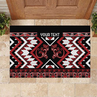 Personalised Aotearoa Waitangi Rubber Doormat Taniko Motifs - Mania Gecko LT7 Red - Polynesian Pride