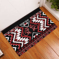 Personalised Aotearoa Waitangi Rubber Doormat Taniko Motifs - Mania Gecko LT7 - Polynesian Pride
