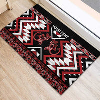 Personalised Aotearoa Waitangi Rubber Doormat Taniko Motifs - Mania Gecko LT7 - Polynesian Pride